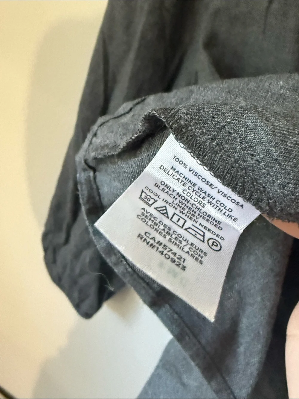 LOFT Charcoal Gray Button-Up Peasant Top